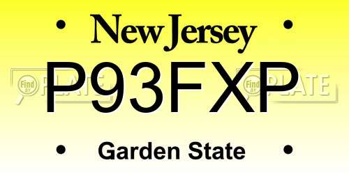 P93FXP New Jersey License Plate