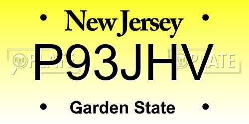 P93JHV New Jersey License Plate