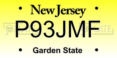 P93JMF New Jersey License Plate