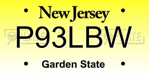P93LBW New Jersey License Plate