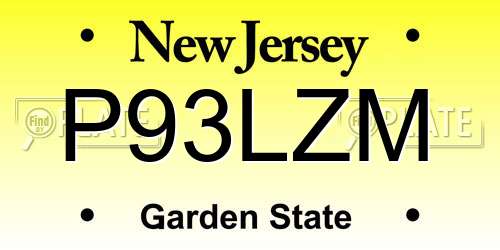 P93LZM New Jersey License Plate