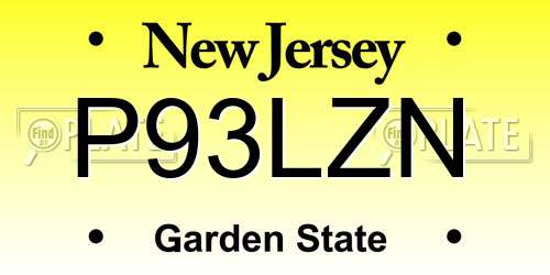 P93LZN New Jersey License Plate