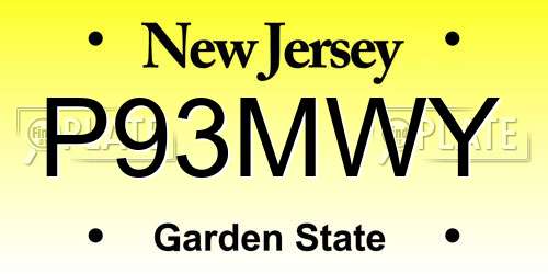 P93MWY New Jersey License Plate