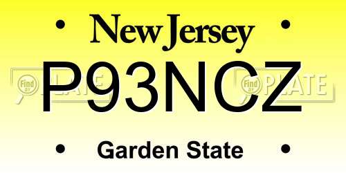 P93NCZ New Jersey License Plate