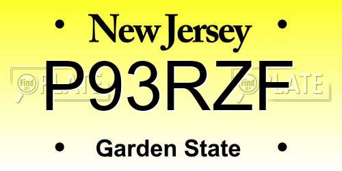 P93RZF New Jersey License Plate