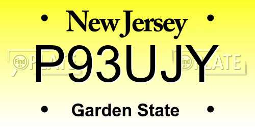 P93UJY New Jersey License Plate