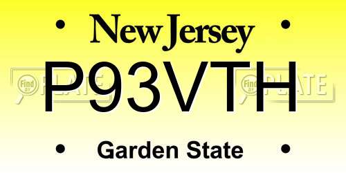 P93VTH New Jersey License Plate