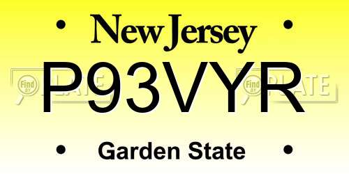 P93VYR New Jersey License Plate