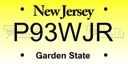 P93WJR New Jersey License Plate
