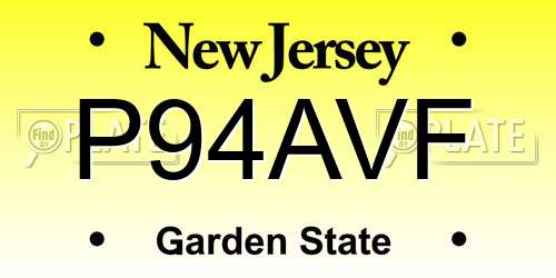 P94AVF New Jersey License Plate