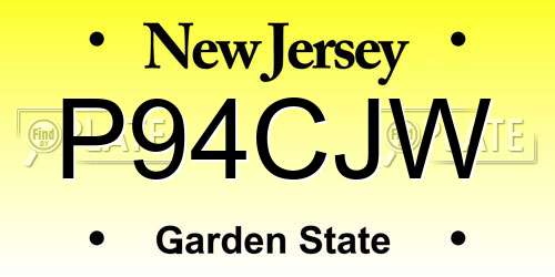 P94CJW New Jersey License Plate