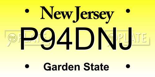 P94DNJ New Jersey License Plate