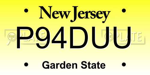 P94DUU New Jersey License Plate