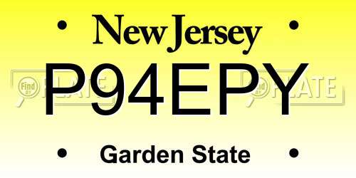 P94EPY New Jersey License Plate
