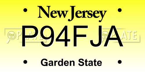 P94FJA New Jersey License Plate