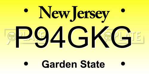 P94GKG New Jersey License Plate