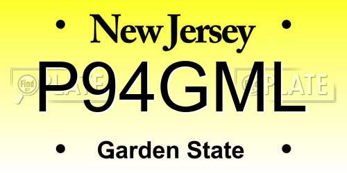P94GML New Jersey License Plate