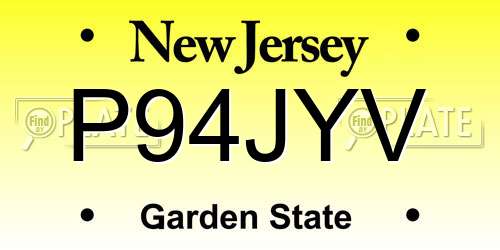 P94JYV New Jersey License Plate