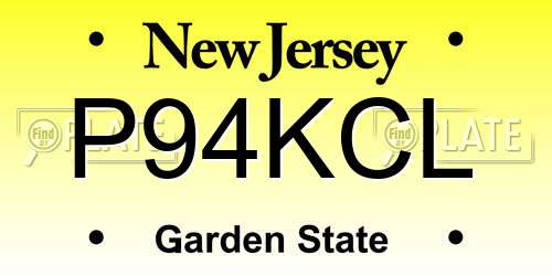 P94KCL New Jersey License Plate