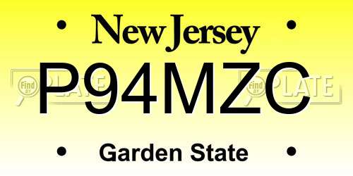 P94MZC New Jersey License Plate