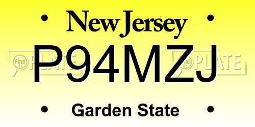 P94MZJ New Jersey License Plate