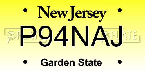 P94NAJ New Jersey License Plate
