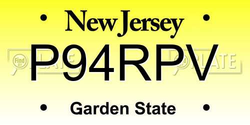 P94RPV New Jersey License Plate