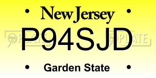 P94SJD New Jersey License Plate