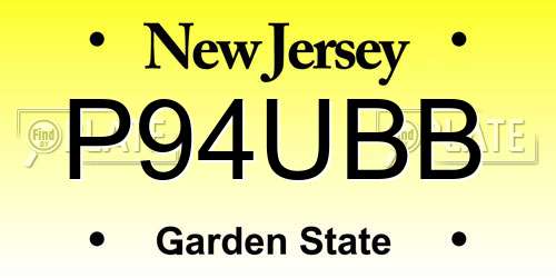 P94UBB New Jersey License Plate