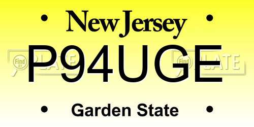 P94UGE New Jersey License Plate