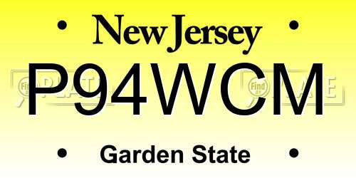 P94WCM New Jersey License Plate