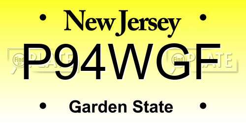 P94WGF New Jersey License Plate