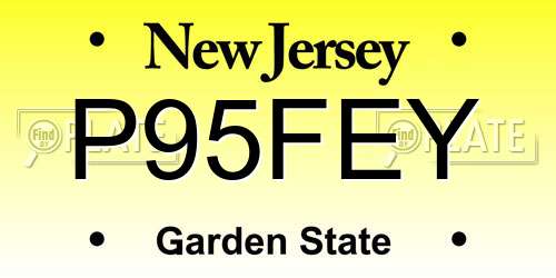 P95FEY New Jersey License Plate