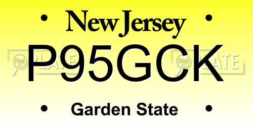 P95GCK New Jersey License Plate