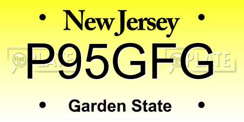 P95GFG New Jersey License Plate