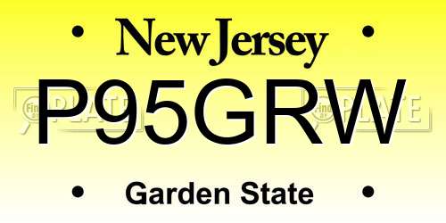 P95GRW New Jersey License Plate