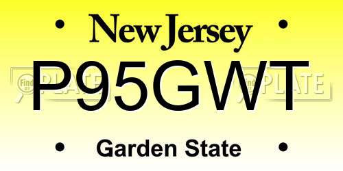 P95GWT New Jersey License Plate