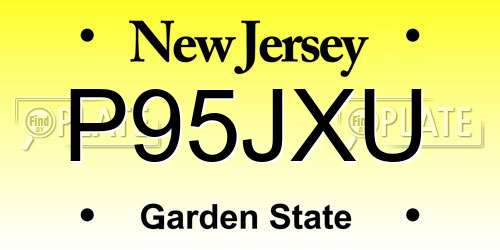 P95JXU New Jersey License Plate