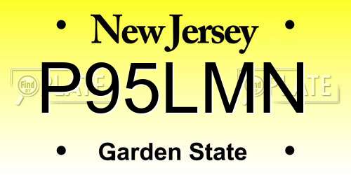 P95LMN New Jersey License Plate