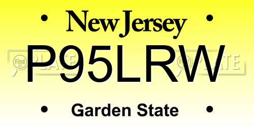 P95LRW New Jersey License Plate