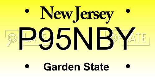 P95NBY New Jersey License Plate