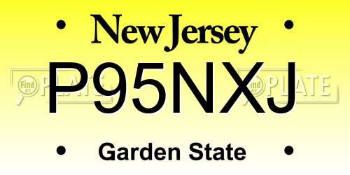 P95NXJ New Jersey License Plate