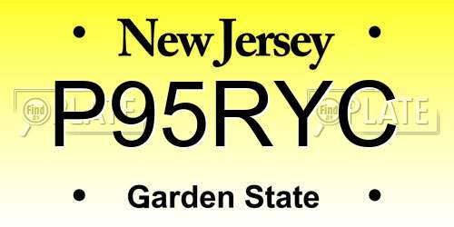 P95RYC New Jersey License Plate
