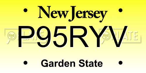P95RYV New Jersey License Plate