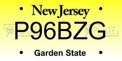 P96BZG New Jersey License Plate