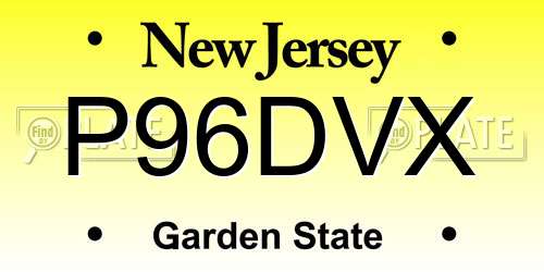 P96DVX New Jersey License Plate