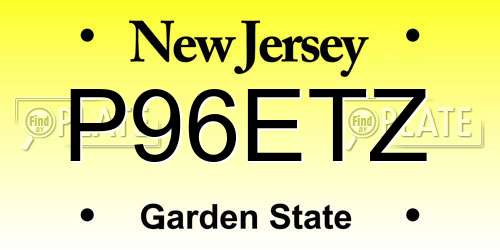 P96ETZ New Jersey License Plate