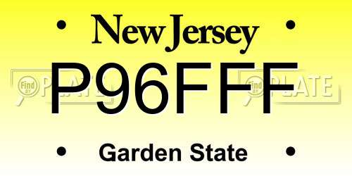 P96FFF New Jersey License Plate