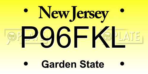 P96FKL New Jersey License Plate