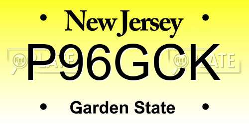 P96GCK New Jersey License Plate